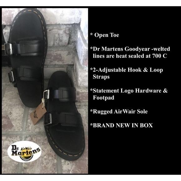 Dr Marten Brando Leather MYLES Men\'s Slides Sandals Size 12US 11UK 46EU BNIB main image 7